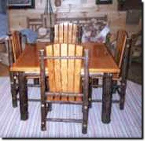 Pine Top Round Top Table with Cedar Chairs